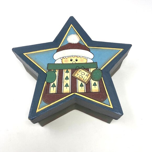 Jo-Ann's Stores Santa's Workbench Paper Mache Christmas Star Gift Box With Lid - Picture 2 of 7